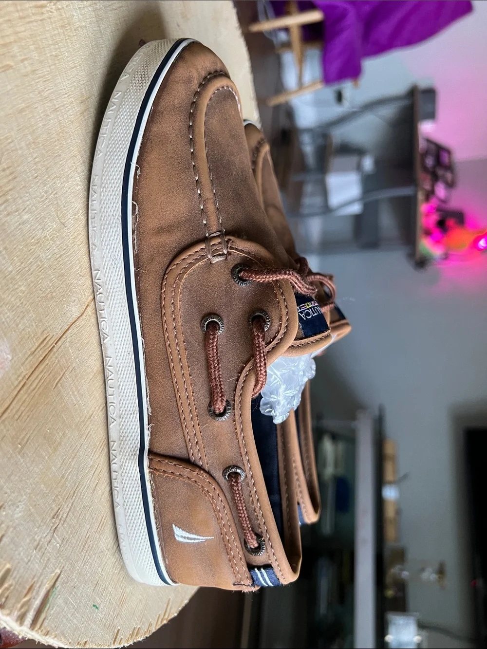 Nautica Tan Brown Leather Boat Shoes
